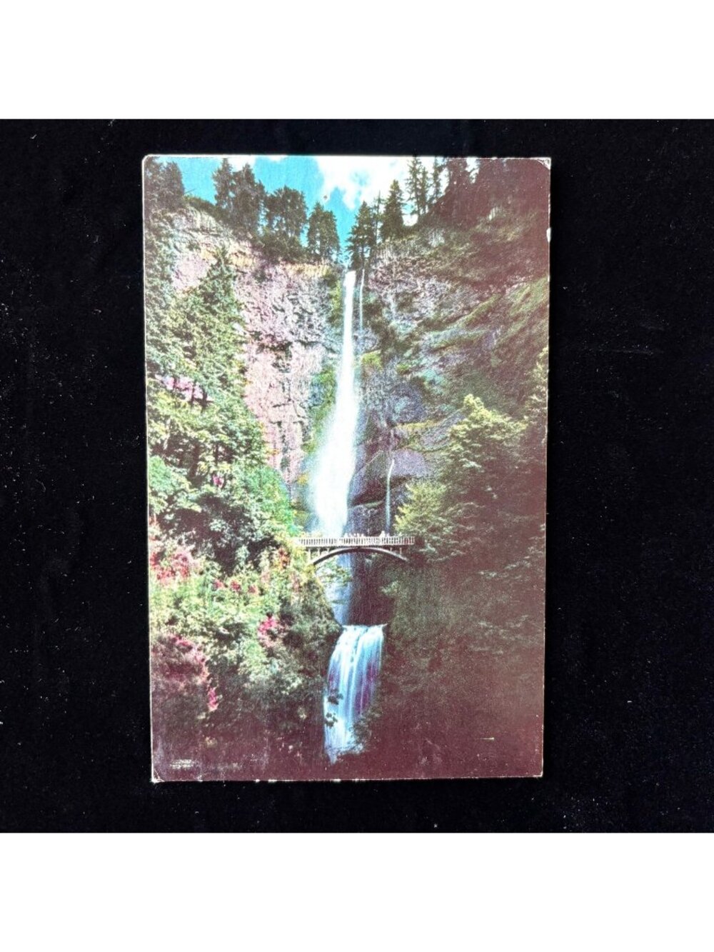 Vintage Postcard 1950 Petroliana 76 Multnomah Falls Oregon Benson Bridge Travel
